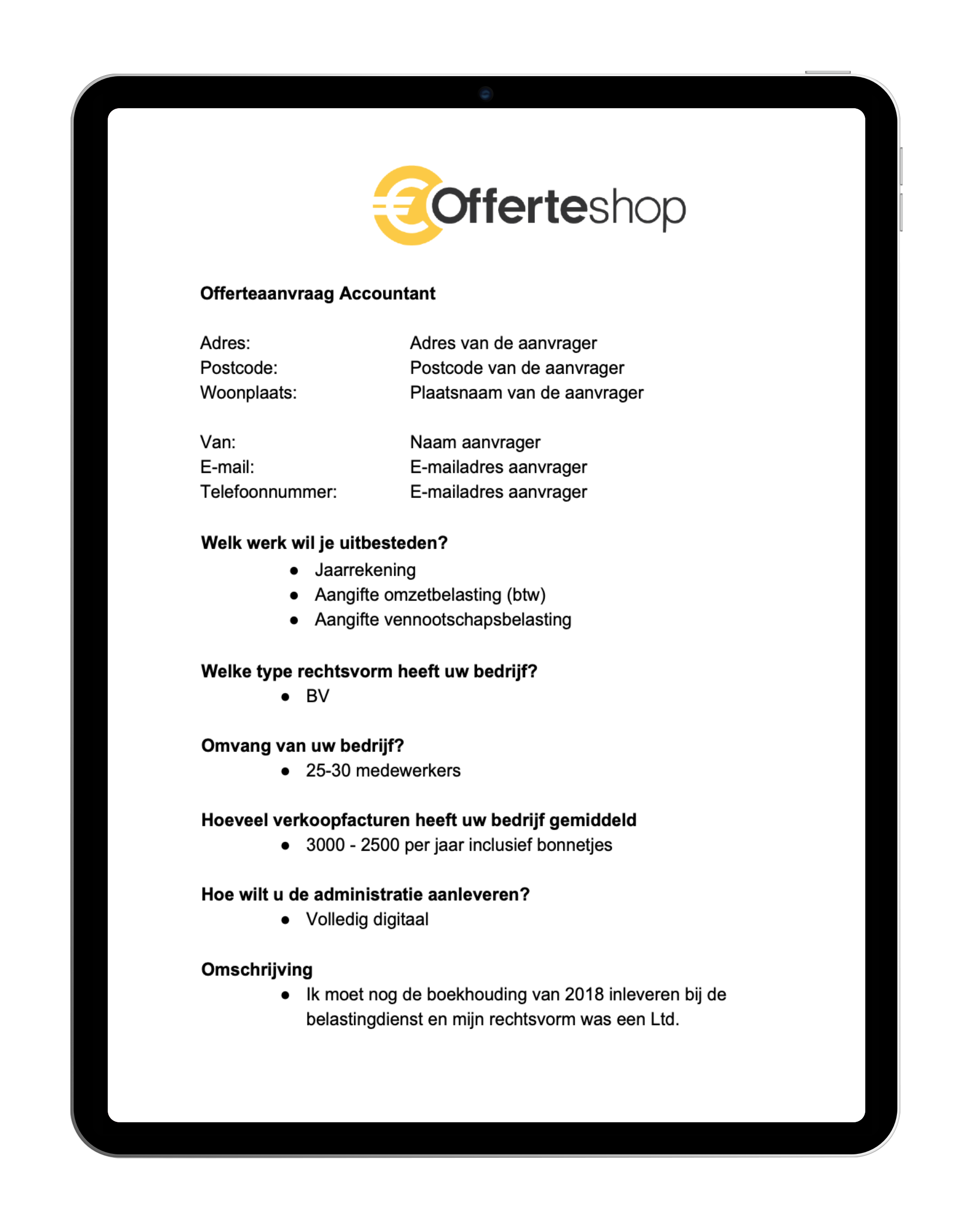 offerte aanvragen - Offerteshop